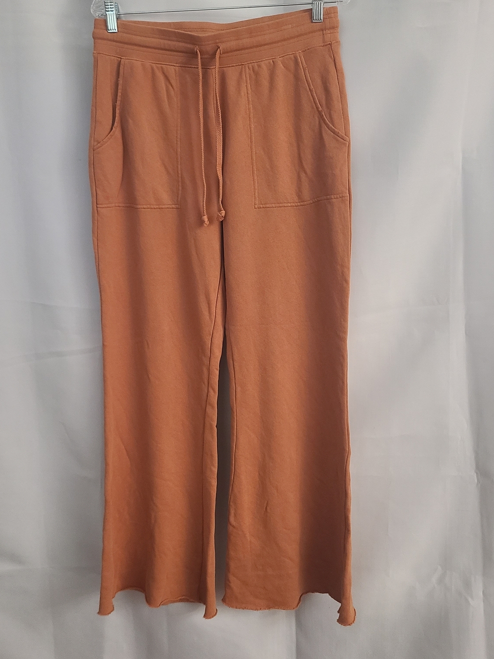Arie L Brown Pull On High Rise Stretchy Pockets Flare Casual Lounge Sweatpants